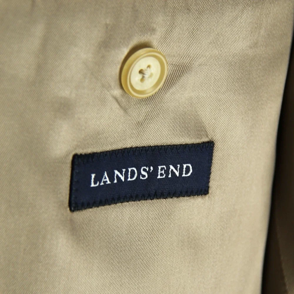 Lands' End 100% Cashmere 2 Button Sport Coat Mens Sz 42 Regular Tan Single Vent
